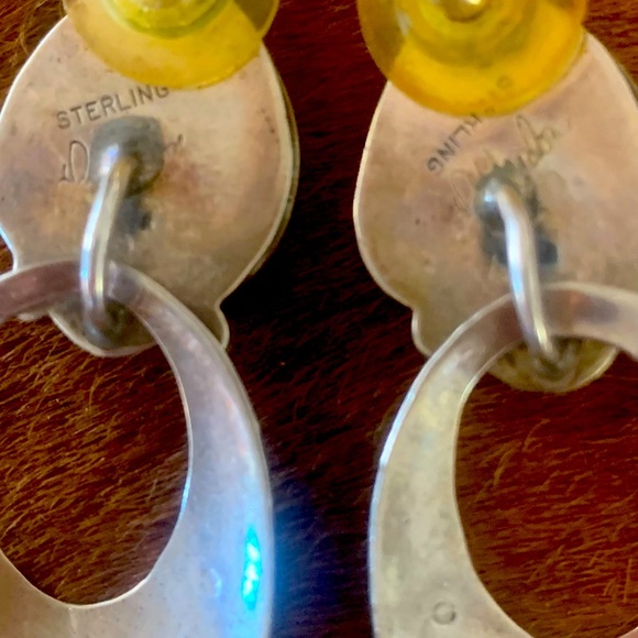 STERLING SILVER EARRINGS AND BRACELET WITH GENUINE BLACK ONYX (SOLD AS SET) - Picture 5 of 6